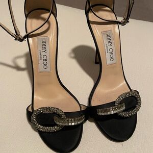 Jimmy Choo Black Heels with Crystal Accents